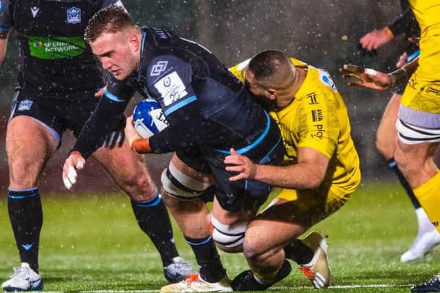 Glasgow back-row Matt Fagerson was red carded in a dramatic finish on a miserable night at Scotstoun. Picture: SRU/SNS