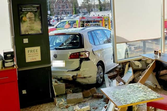 On arrival, they found several customers had been injured as a result of a pensioner, believed to be aged in his 80s, reversing though the window of the in-store cafe.
