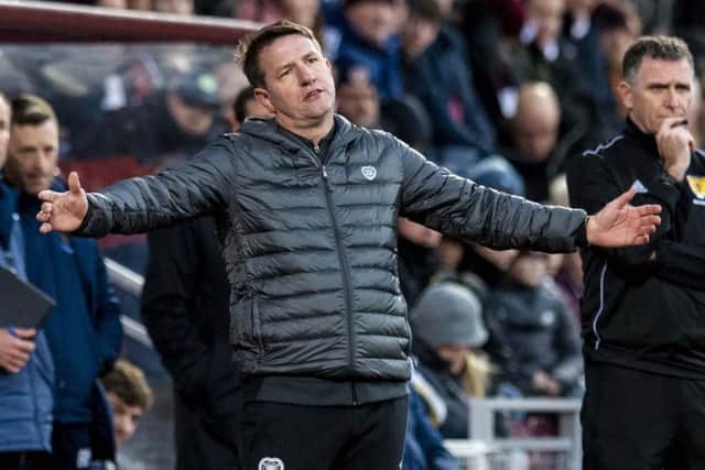 Frustration for Hearts new boss Daniel Stendel. Picture: SNS.