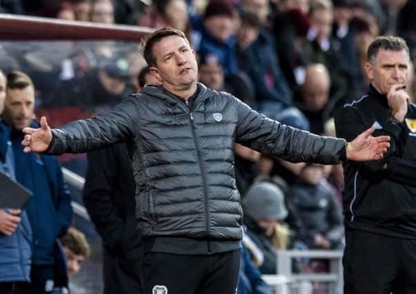 Frustration for Hearts new boss Daniel Stendel. Picture: SNS.