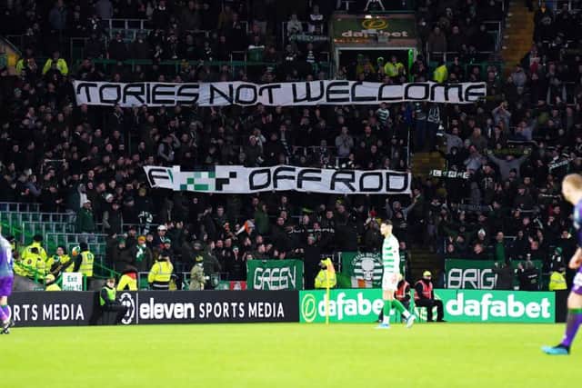 The Celtic fans make their feelings known