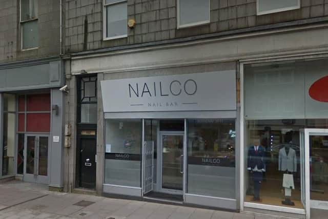 The incident happened around the back of the Nailco nail bar in Aberdeen.