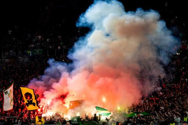 Celtic fans lit flares at the match with Lazio in Rome
