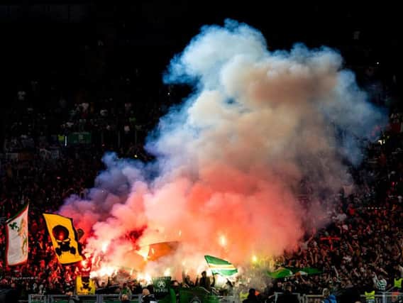 Celtic fans lit flares at the match with Lazio in Rome