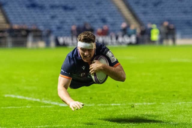 George Taylor crosses the whitewash against Wasps in the European Rugby Challenge Cup