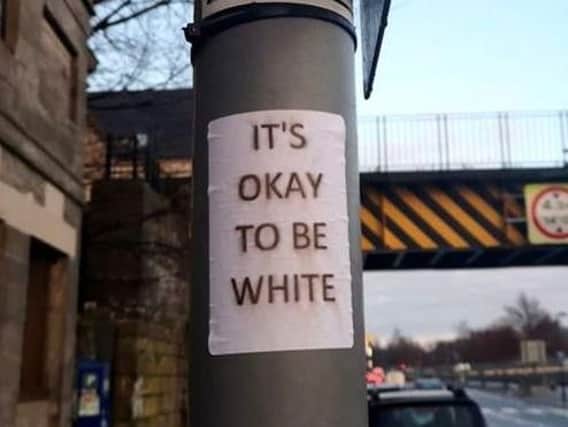 The signs appeared in Perth City Centre. Picture: Perth Against Racism.