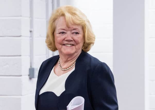 Ann Budge at Hearts' annual general meeting when she was quizzed over the roles of Craig Levein and Austin MacPhee. Picture: SNS.