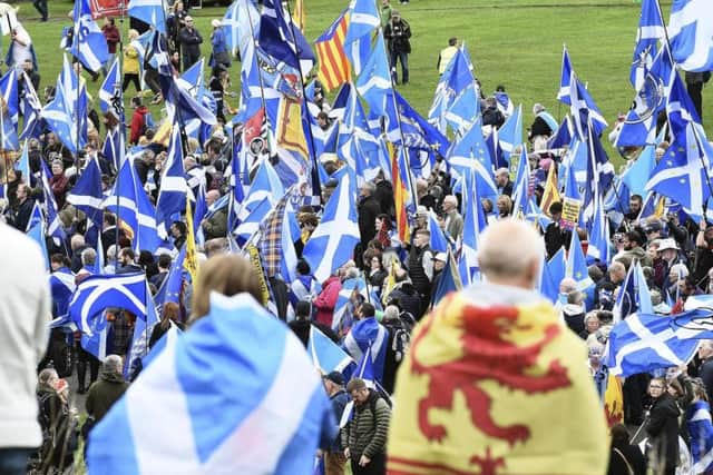 Scottish independence supporters gather in Holyrood Park during a rally in October. Picture: Lisa Ferguson