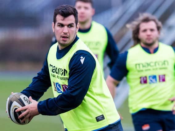 Stuart McInally in training in preparation for the 1872 Cup clash with Glasgow Warriors