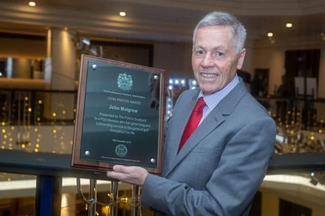 John Mulgrew with the John Panton Award during the PGA Scotland Lunch 2019. Picture: Kenny Smith