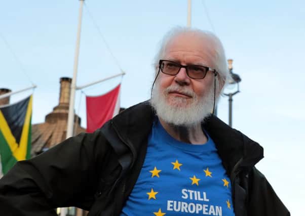 A remain supporter looks on during a demonstration in Parliament Square on March 13, 2017. (Photo by Jack Taylor/Getty Images)