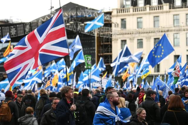 A pro-independence rally takes place in George Square, Glasgow, in October. Picture: John Devlin