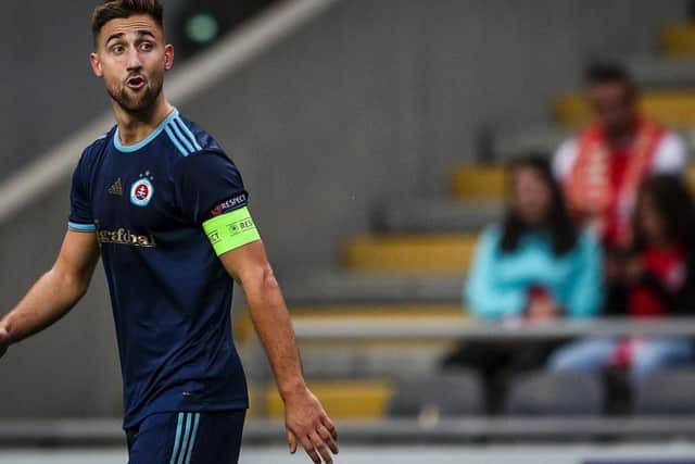 Andraz Sporar in Europa League action for Slovan Bratislava against Braga of Portugal