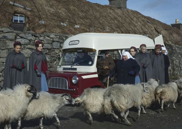 Scenes from the Call the Midwife Christmas special, which has been partly filmed in the Outer Hebrides.