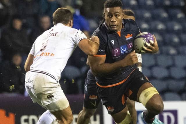 Fijian forward Bill Matas offloading artistry can can help give Edinburgh an edge against Glasgow. Picture: SNS/SRU.