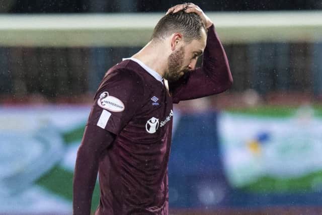 Craig Halkett troops off after Hearts' defeat at Hamilton