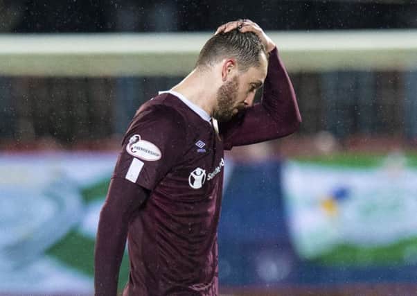 Craig Halkett troops off after Hearts' defeat at Hamilton