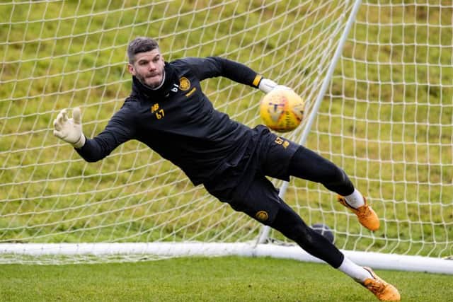 Celtic keeper Fraser Forster takes part in a training session at Lennoxtown. Picture: Craig Williamson/SNS