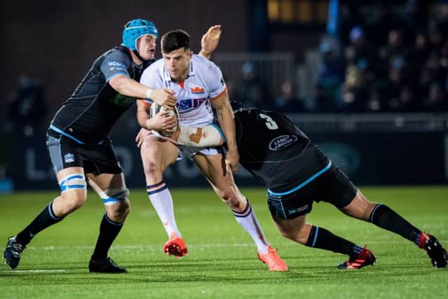 Edinburgh's Blair Kinghorn on the attack against Glasgow Warriors. Picture: Ross Parker/SNS