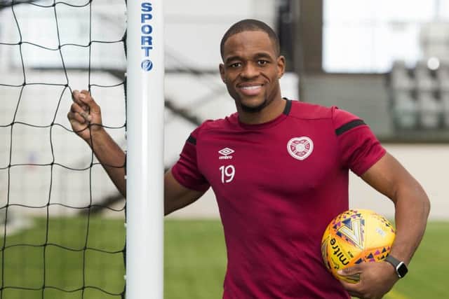 Hearts striker Uche Ikpeazu at the club's training centre at Riccarton. Picture: Paul Devlin/SNS