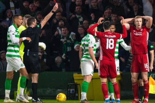 Sam Cosgrove was sent off against Celtic but appealed the red card. Picture: SNS