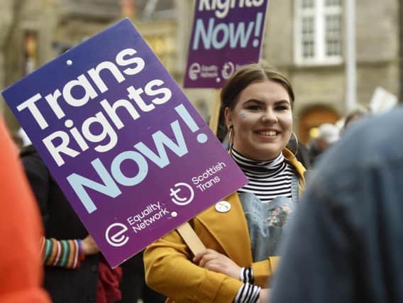 A TRANS right demo outside the Scottish Parliament in June. Picture: Lisa Ferguson
