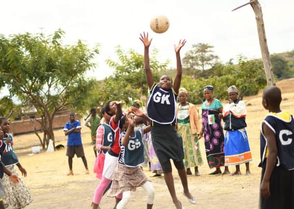 A netball team at Mbirima Primary School funded by Comic Relief encourages women in sport in Malawi. Picture: Thoko Chikondi
