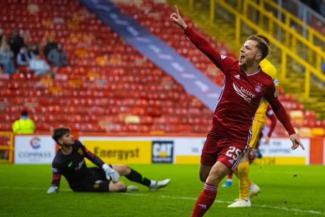 Bruce Anderson puts Aberdeen two goals to the good. Picture: SNS