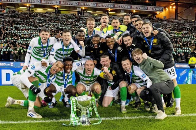 Celtic made it an unprecedented ten trophies in a row with the Betfred Cup final win over Rangers. Picture: Craig Williamson / SNS