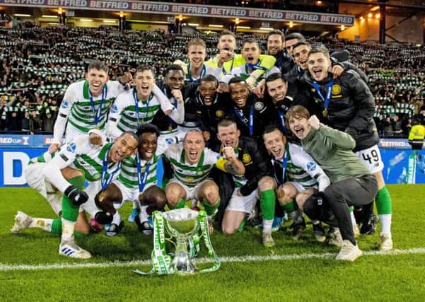 Celtic made it an unprecedented ten trophies in a row with the Betfred Cup final win over Rangers. Picture: Craig Williamson / SNS