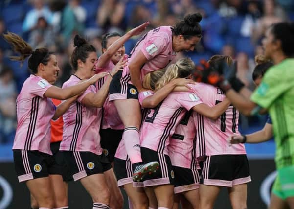 Scottish players celebrate a World Cup goal against Argentina. Picture: Lionel Bonaventure/Getty