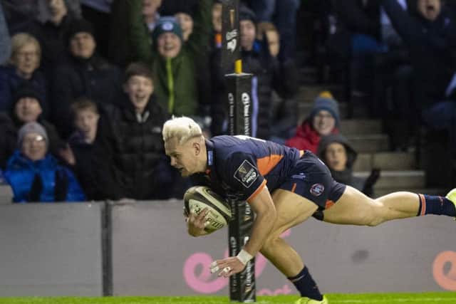 Darcy Graham scores a try for Edinburgh. Picture: Ross Parker / SNS Group / SRU