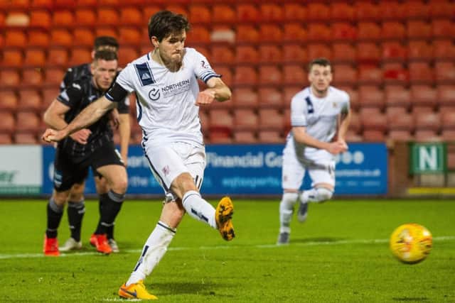 Alloa's Iain Flannigan scores to make it 3-1 to Alloa at East End Park. Picture: Mark Scates / SNS Group