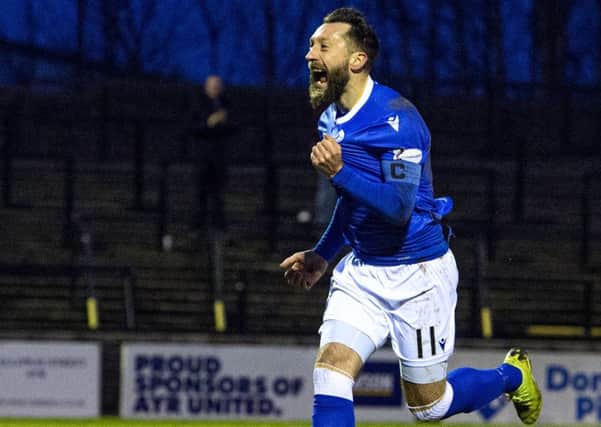 Stephen Dobbie celebrates putting his side 2-0 up from the penalty spot. Picture: Bill Murray / SNS Group