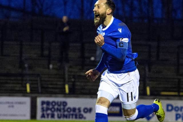 Stephen Dobbie celebrates putting his side 2-0 up from the penalty spot. Picture: Bill Murray / SNS Group