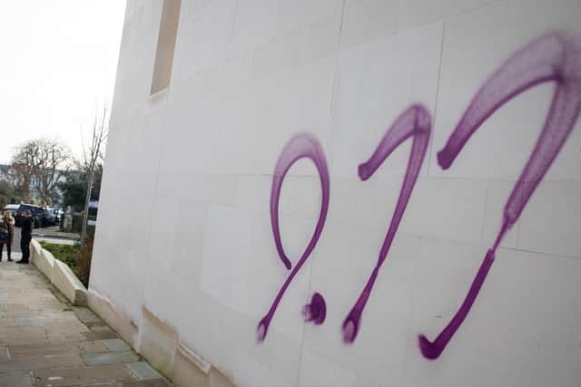 The graffiti references an anti-Semitic conspiracy theory that Jews are responsible for the 9/11 terror attack. Picture: PA
