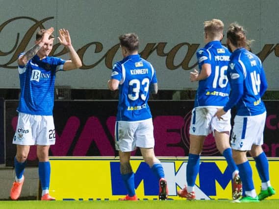 Callum Hendry (left) celebrates his equaliser