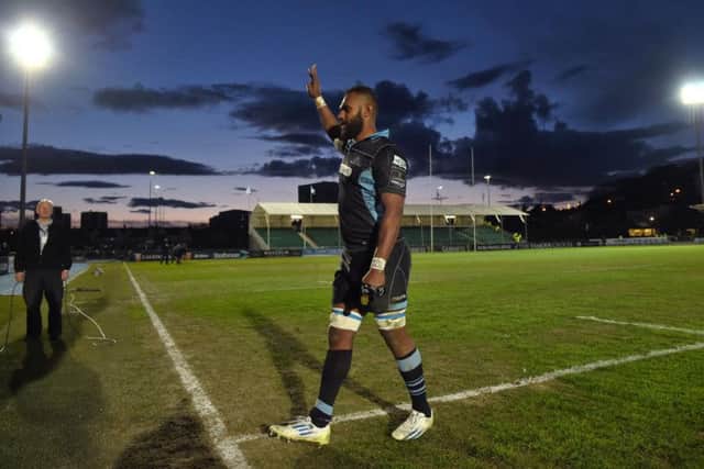 Leone Nakarawa salutes the Glasgow Warriors fans during his previous spell at Scotstoun