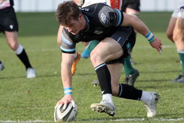 Scrum-half George Horne touches down after half an hour for his first try. Photograph: David Gibson\Shutterstock.