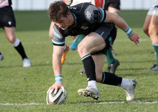 Scrum-half George Horne touches down after half an hour for his first try. Photograph: David Gibson\Shutterstock.