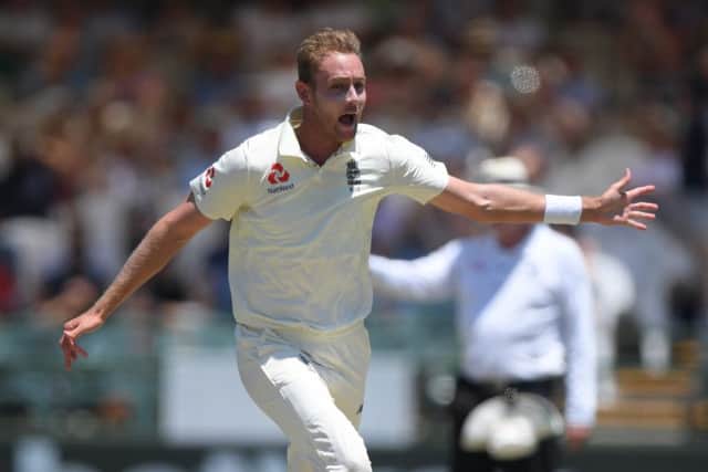 CAPE TOWN, SOUTH AFRICA - JANUARY 04: England bowler Stuart Broad celebrates after taking the wicket of Rassie van der Dussen only to have it overturned for a no ball during Day Two of the Second Test between  South Africa and England at Newlands on January 04, 2020 in Cape Town, South Africa. (Photo by Stu Forster/Getty Images)