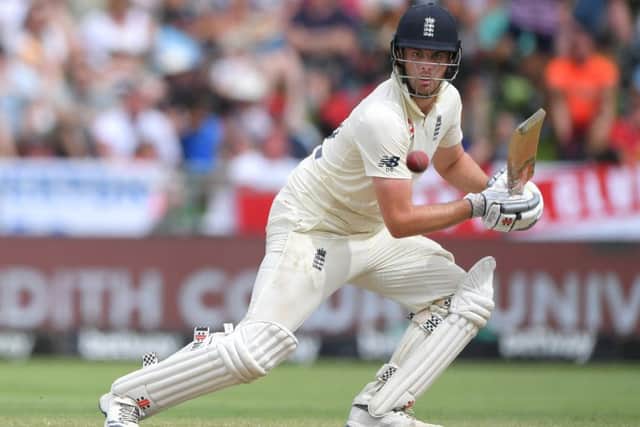 Dom Sibley drives to the boundary during his knock of 85 not out in Cape Town. Picture: Getty