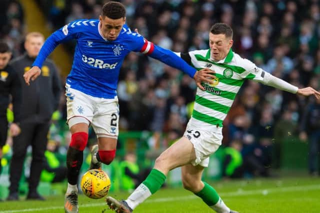James Tavernier and Callum McGregor in action during Rangers' 2-1 win at Celtic Park. Picture: SNS