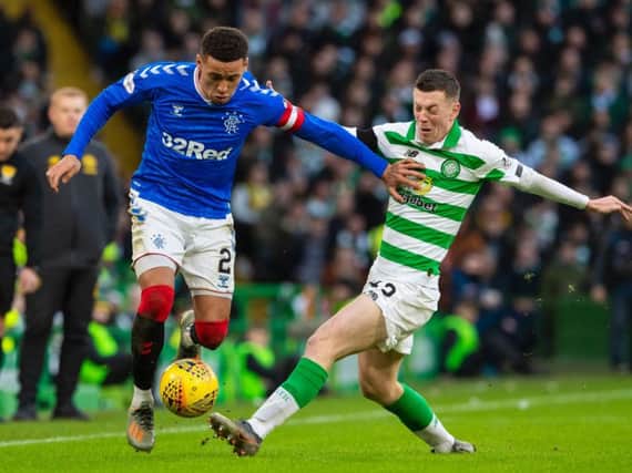 James Tavernier and Callum McGregor in action during Rangers' 2-1 win at Celtic Park. Picture: SNS