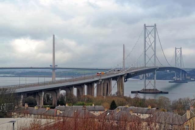 The Forth Road Bridge is now restricted to buses, taxis, walkers and cyclists. Picture: Michael Gillen