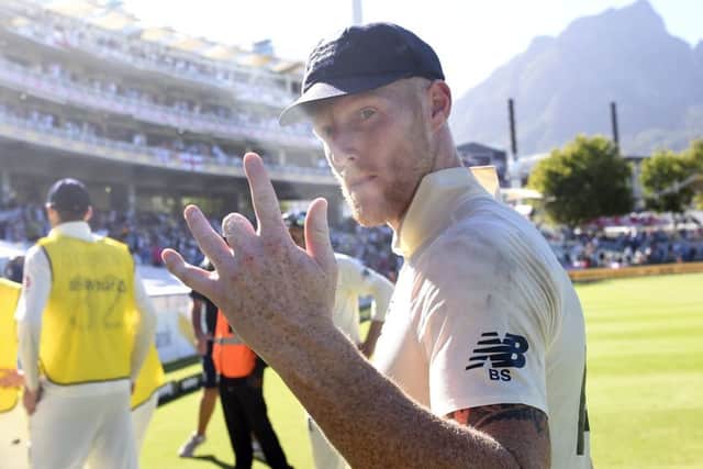 England's Ben Stokes celebrates on the final day of the second Test between South Africa and England at Newlands. Picture: Stu Forster/Getty