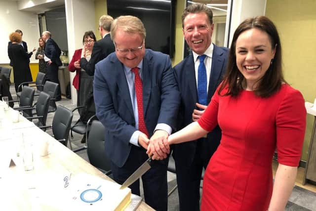 Graeme Jones, CEO at Scottish Financial Enterprise, Stephen Ingledew, CEO at FinTech Scotland, and digital economy minister, Kate Forbes. Picture: Contributed