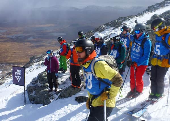 Competitors prepare to tackle the Spring Run at the 2019 Coe Cup freeride contest at Glencoe. PIC: 
Iain

Ramsay-Clapham
