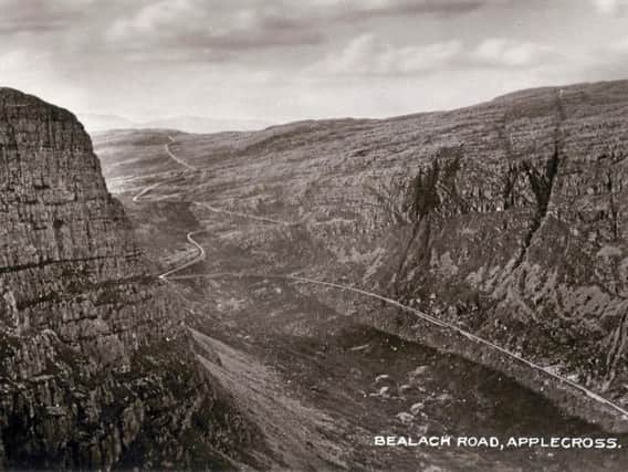 The drama of the Bealach na B road in Wester Ross in full display in this photograph from the 1930s. PIC: Am Baile/Highlife Highland.