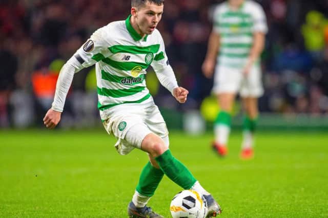 Lewis Morgan in action for Celtic.